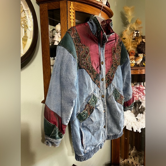 Vintage 80s 90s Two Twenty Denim Tapestry Jeans Coat Jacket Small - Picture 4 of 12